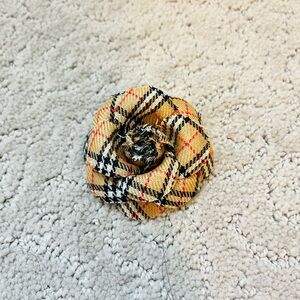 Plaid Fabric Flower Brooch